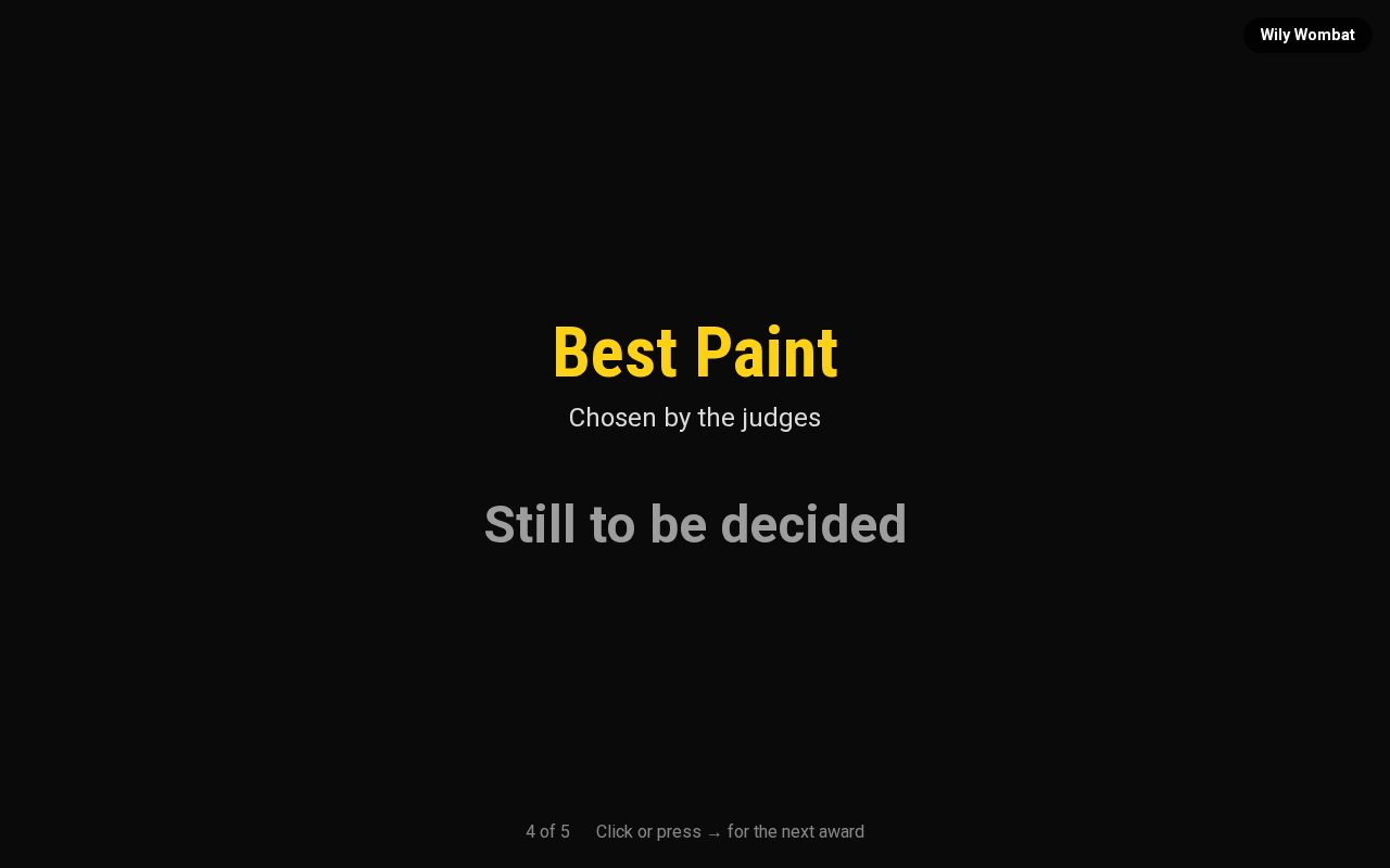 An award still to be decided gets a slide of its own