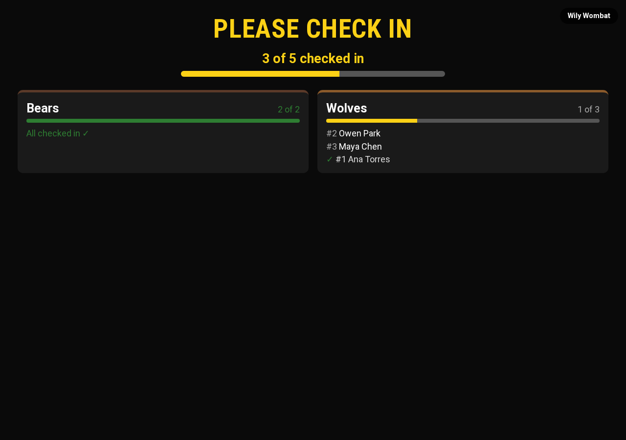 Check-in progress