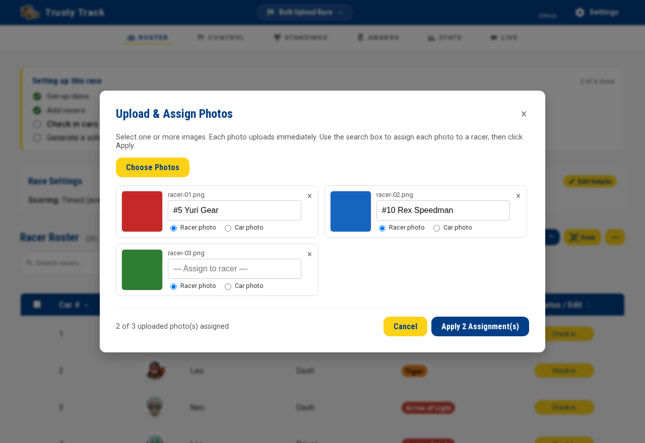 The Apply button and the assignment counter