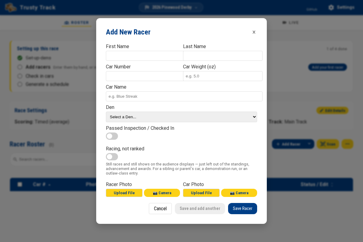 Add Racer Form