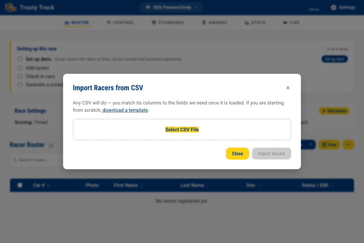 CSV Import Dialog