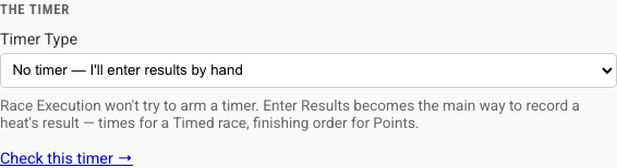 Timer Type dropdown with No Timer selected